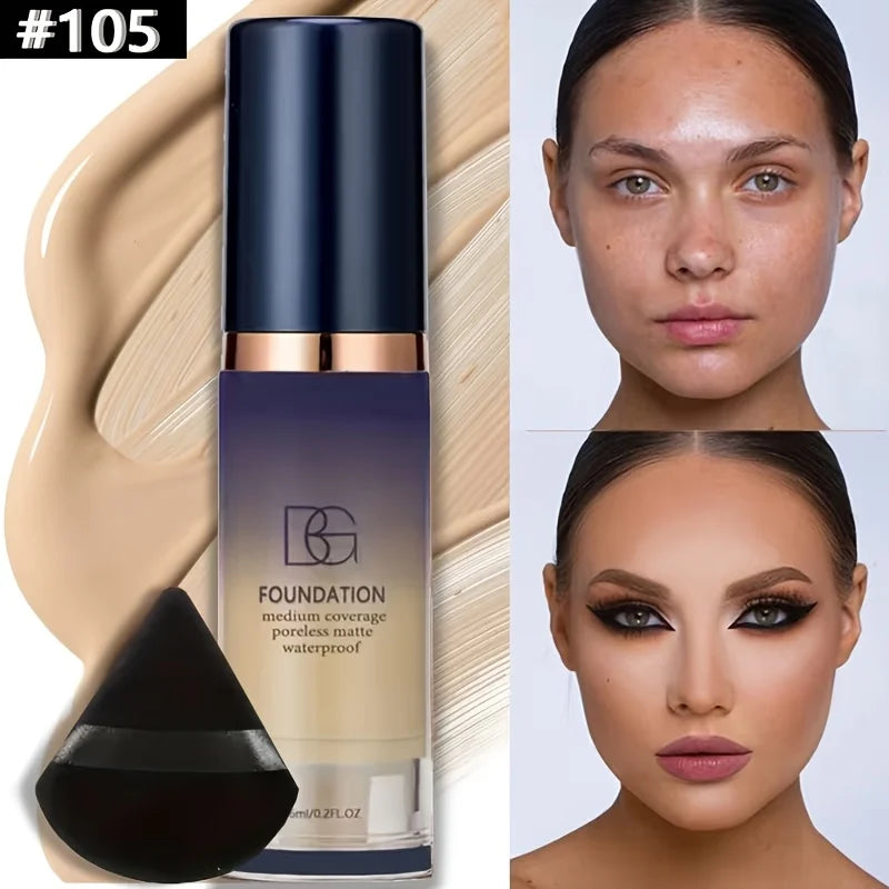 2-Pc Liquid Foundation & Powder Puff Makeup Set Foundation Makeup Set QXL 105