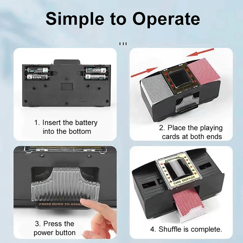 Automatic 2-Deck Card Shuffler | Battery Operated Poker Machine Card Shuffler Machine QXL