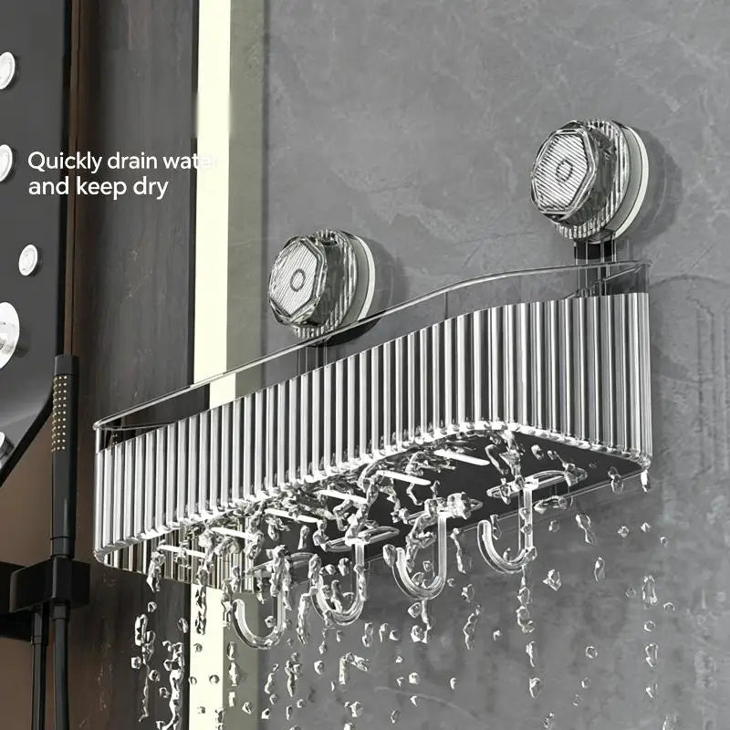 No-Drill Suction Cup Bathroom Shelf | Waterproof Wall Organizer Bathroom Wall Shelf QXL