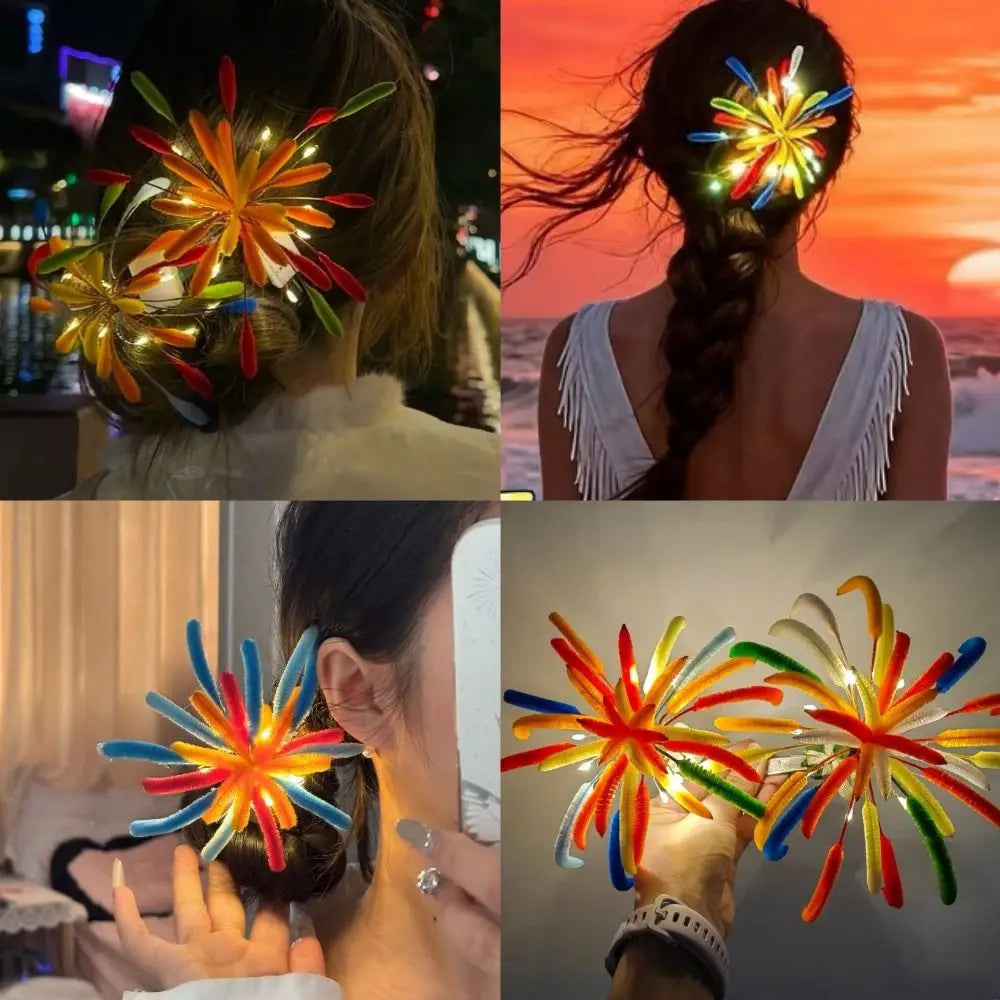 DIY Glow Color Strip Hair Clip | Handmade Flower Design Flower Hair Clip QXL