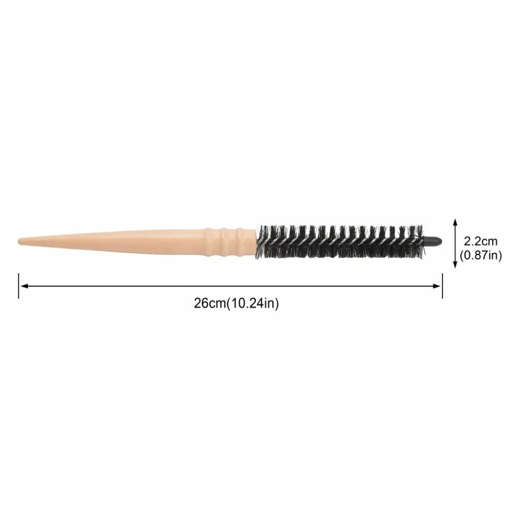 Mini Round Hair Brush – Wooden Handle Detangling Styling Comb Round Hair Brush QXL