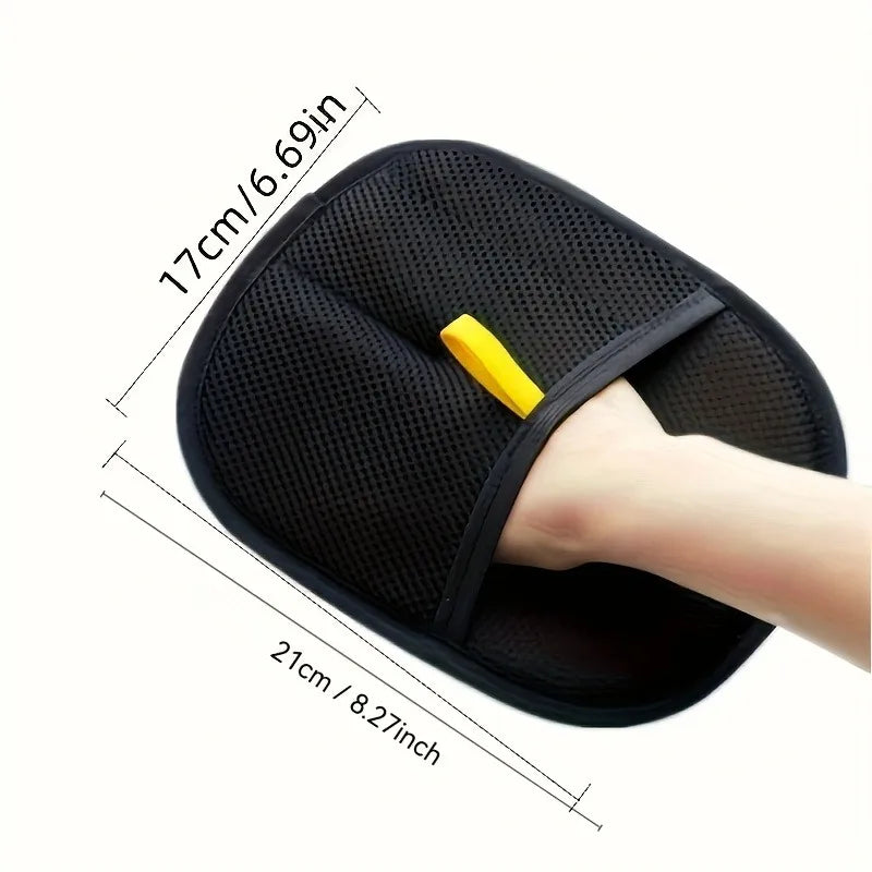Reusable Pet Hair Removal Glove | Double-Sided Fur & Lint Brush Pet Hair Remover Glove QXL black