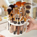 Desktop Makeup Brush & Lipstick Organizer | Cosmetic Storage Rack Makeup Brush Organizer QXL Beige