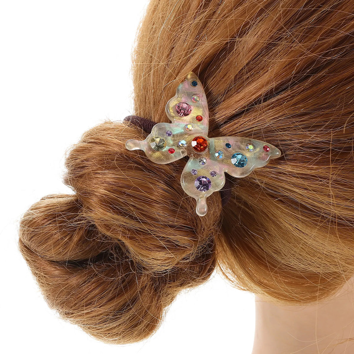 Rhinestone Butterfly Hair Ties – Elastic Ponytail Holders Butterfly Hair Ties QXL