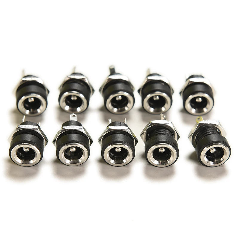 10-Pack DC Power Jack Female Panel Mount Connector 5.5x2.1mm DC Power Connector QXL