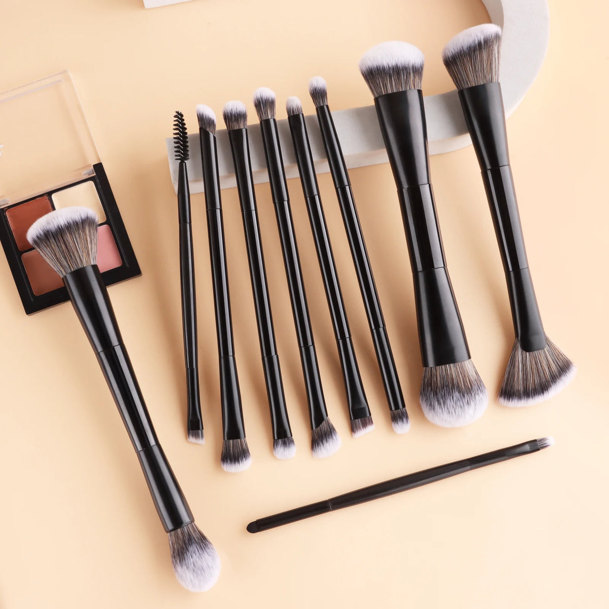 Ronshadow 10-Pc Double-Ended Makeup Brush Kit | Full Face Makeup Brush Set QXL