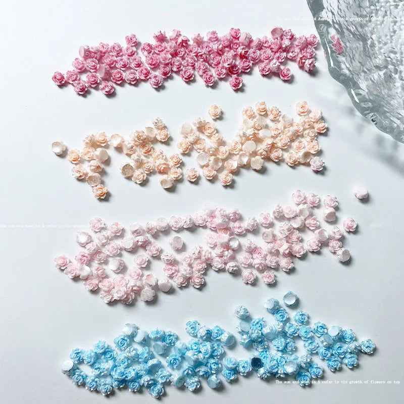 50-Pack 3D Kawaii Flower Nail Charms | Camellia & Rose Art Nail Art Charms QXL