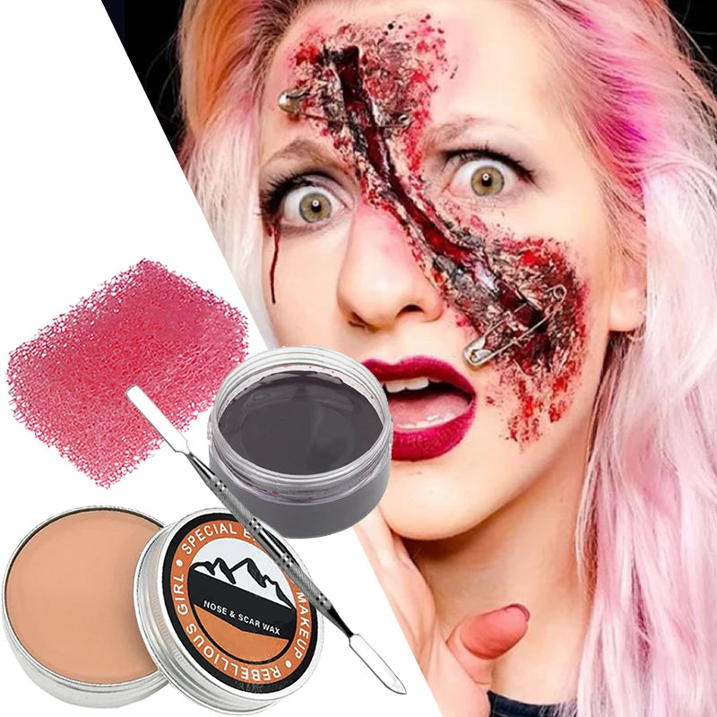 VERONNI Scar Wax Set & Scraper | Halloween SFX Fake Wounds SFX Modeling Wax QXL