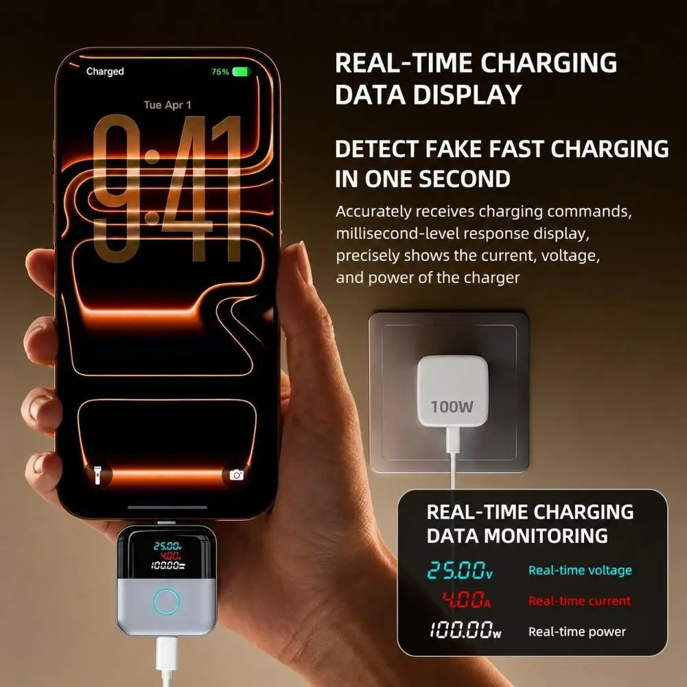 140W USB-C Auto-Disconnect Charger Adapter | Digital Display USB-C Charging Adapter QXL