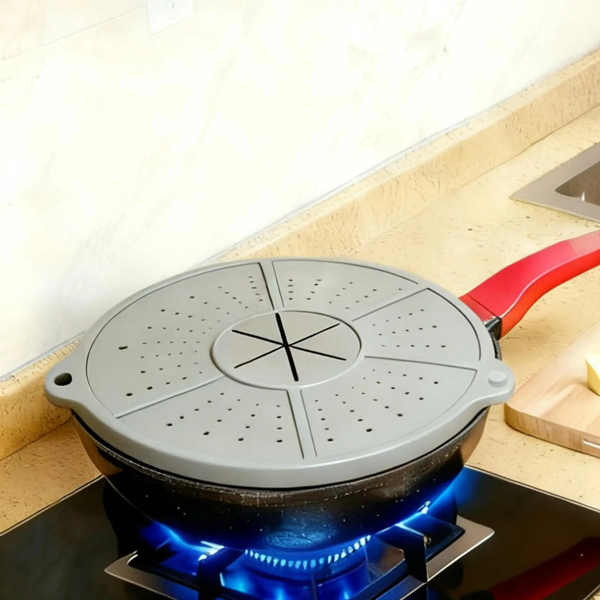 Foldable Silicone Splatter Screen & Frying Pan Cover Splatter Screen QXL