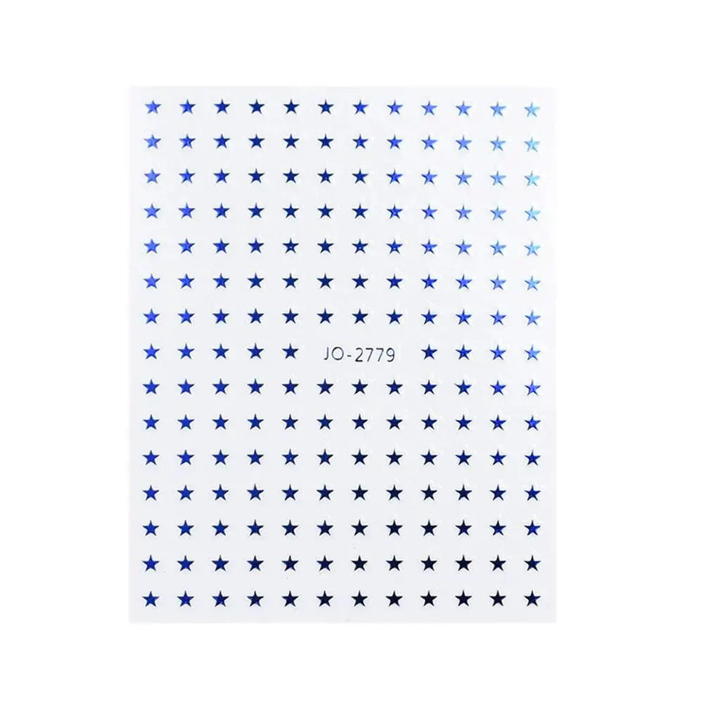 Y2K Star & Heart Nail Decals – Silver Blue Red Platinum Nail Stickers QXL F CN
