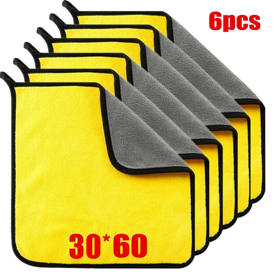 Microfiber Car Drying Towels 1/2/6-Pack | Double Layer Cloth Car Cleaning Towels QXL 30x60 6pc