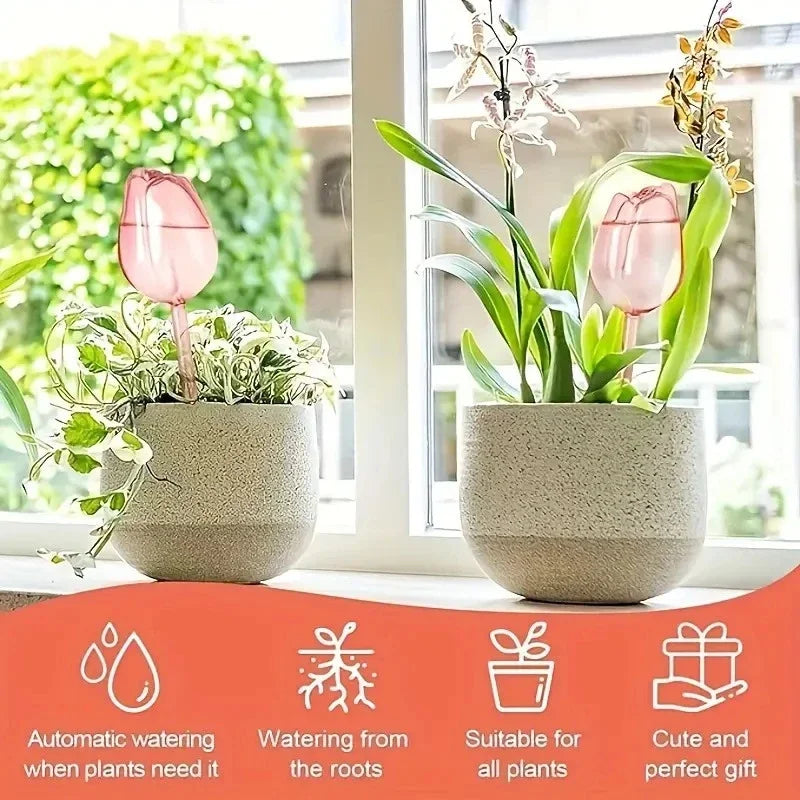 Tulip Watering Globes – Automatic Self-Watering Plant Stakes Plant Watering Globe QXL