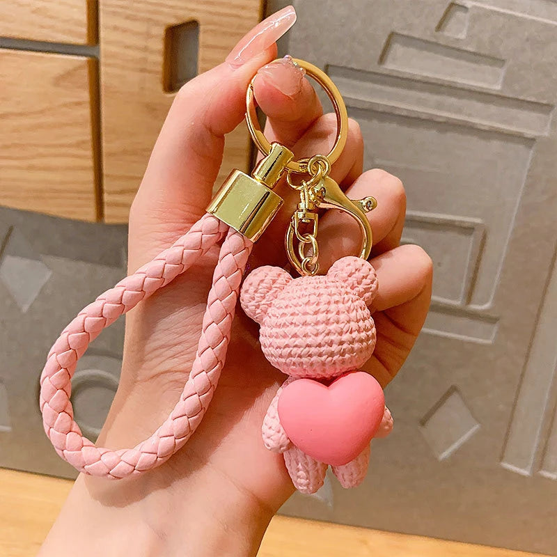 Cute Silicone Bear Couple Keychain | Cartoon Teddy Pendant Gift Novelty Keychain QXL A2