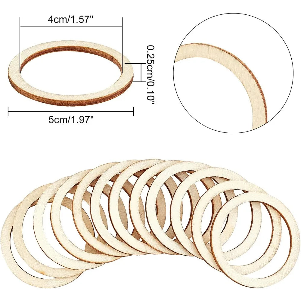 100-Pack Unfinished Wood Ring Slices 5cm | DIY Craft Blanks Wood Craft Blanks QXL
