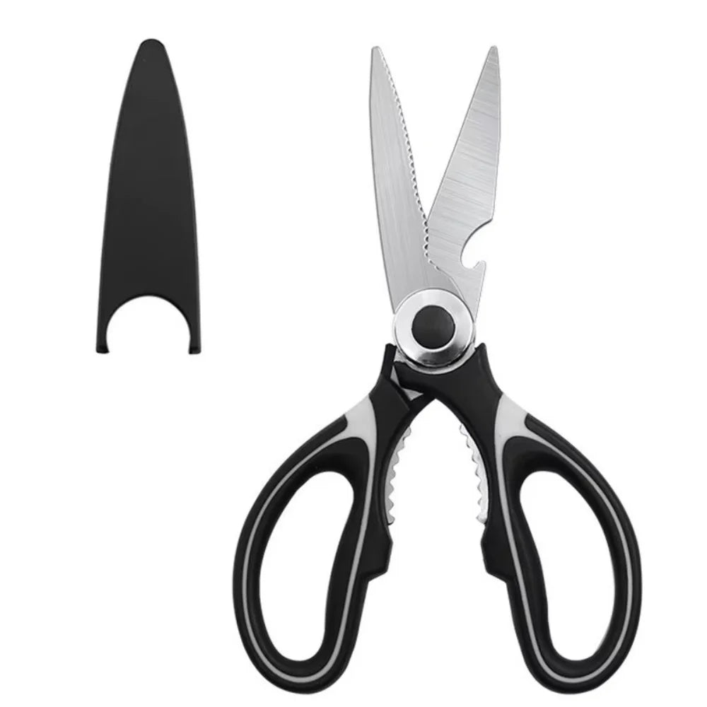 Heavy-Duty Stainless Steel Kitchen Scissors | Multifunctional Kitchen Scissors QXL black
