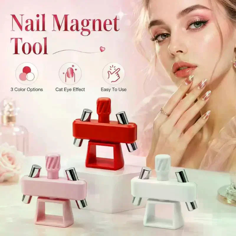Glass Bead Cat Eye Nail Magnet Tool | 4-Head Manicure Set Nail Art Magnet Tool QXL