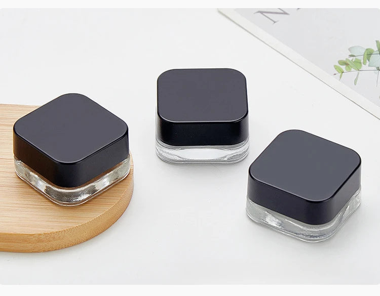 9g Square Glass Refillable Cosmetic Jar | Empty Makeup Pot Cosmetic Storage Jar QXL
