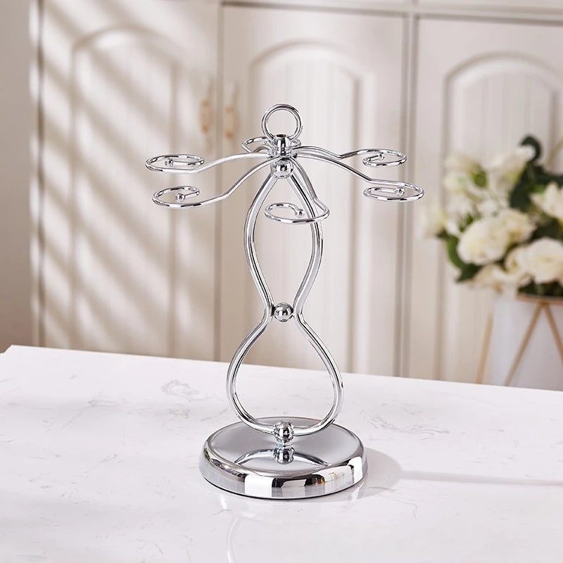 Modern Wine Glass Rack – Hanging & Floor Stand Stemware Organizer Wine Glass Rack QXL Silver B 1pc