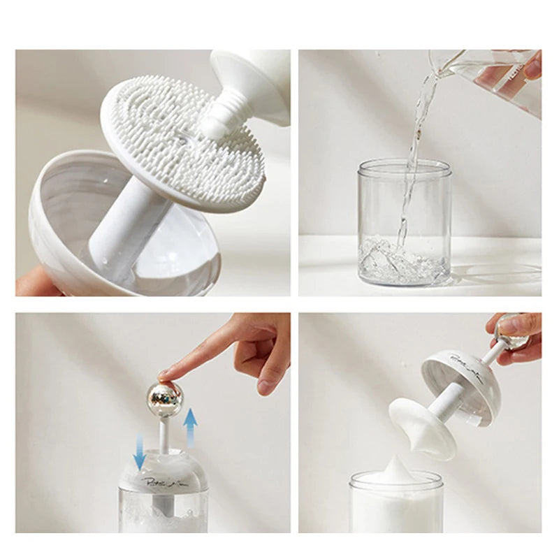 Face Wash Foam Maker with Silicone Brush | Facial Cleanser Facial Foam Maker QXL