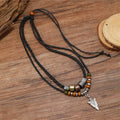 Men's Vintage Layered Arrow Pendant Necklace | Leather & Bead Layered Pendant Necklace QXL Default Title
