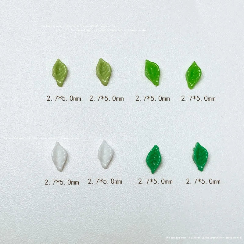 50-Pc 3D Green Leaf Resin Nail Charms | Kawaii Nail Art Decor Nail Art Charms QXL