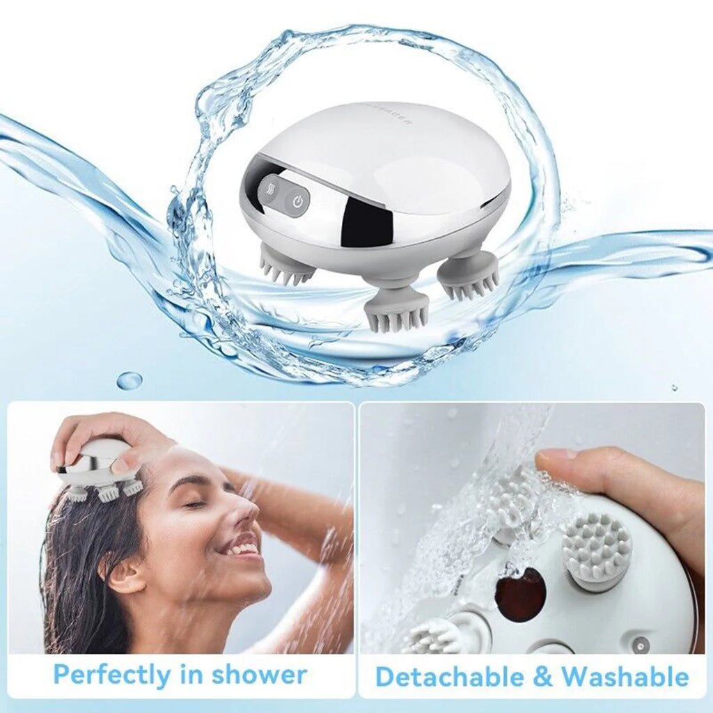 Waterproof Electric Scalp Massager | Hot Compress & Red Light Electric Scalp Massager QXL