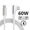90° Elbow 60W USB-C to USB-C Fast Charge Nylon Cable USB-C Charging Cable QXL WHITE 1m