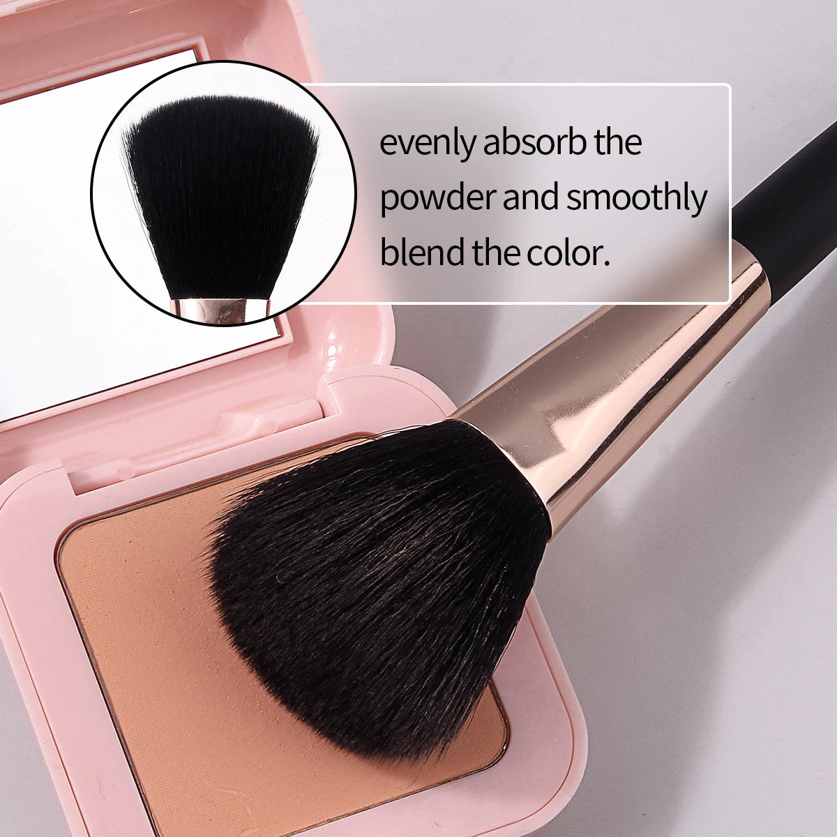 KOSSHOW Fluffy Blush Brush – Soft Nylon & Wood Handle Blush Makeup Brush QXL