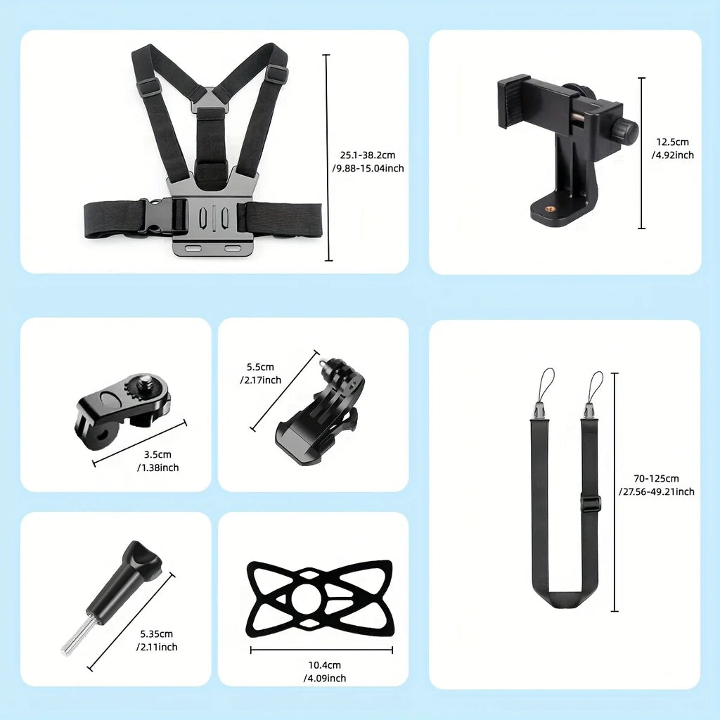7-in-1 Adjustable Chest Mount for Phone & Action Camera Chest Camera Mount QXL