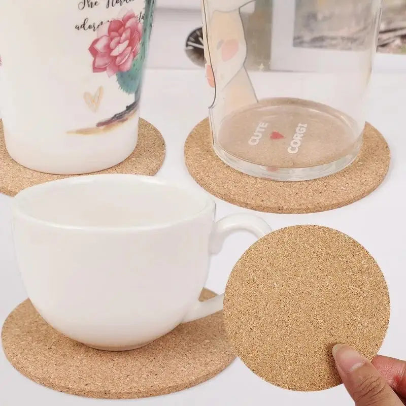 10-Pack Round Cork Coasters | Non-Slip DIY Drink Mats Cork Coaster Set QXL