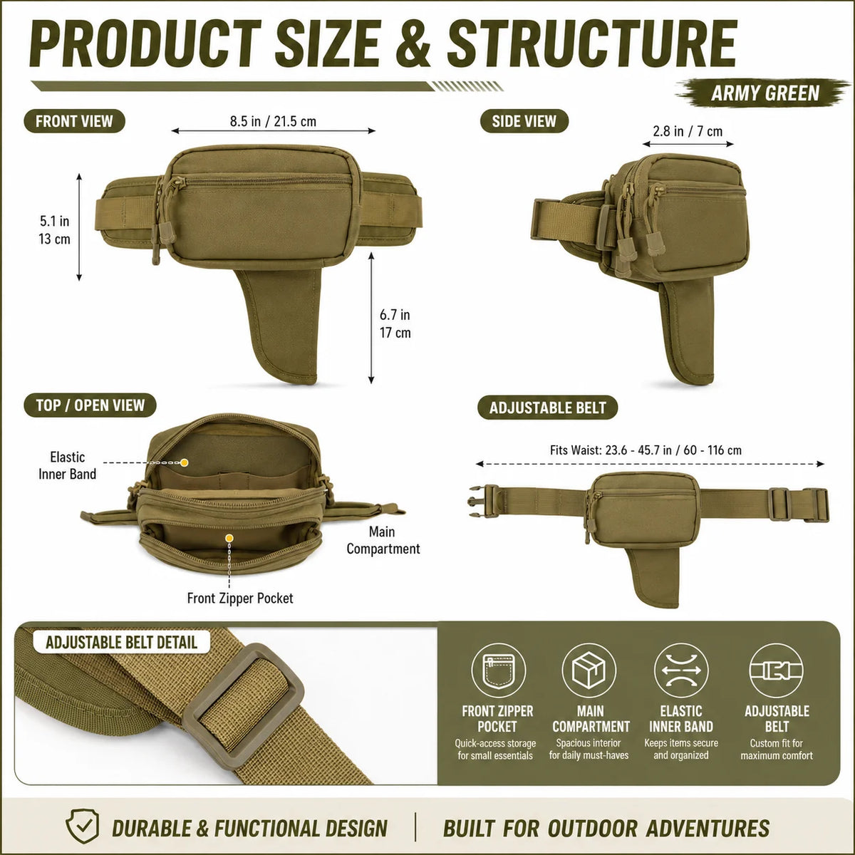 Tactical Waist Pack MOLLE EDC Organizer | Hiking & Travel Bag Tactical Waist Pack QXL