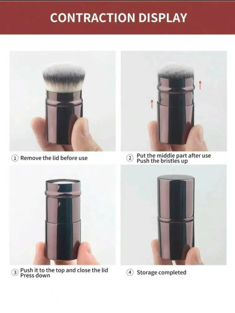 Retractable Foundation Brush with Cover | Ultra-Soft Nylon Foundation Makeup Brush QXL