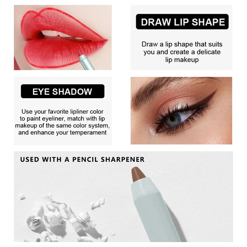 12-Pc Lip Liner Set | 12 Nude Matte Shades, Long-Lasting Lip Liner Set QXL