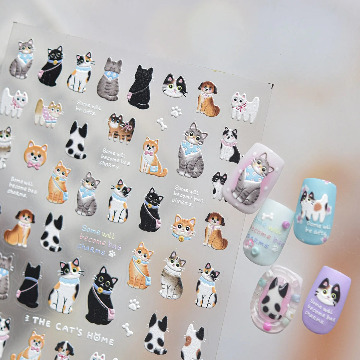 5D Cat & Dog Nail Stickers | Kitten Paw Print Decals Nail Art Stickers QXL