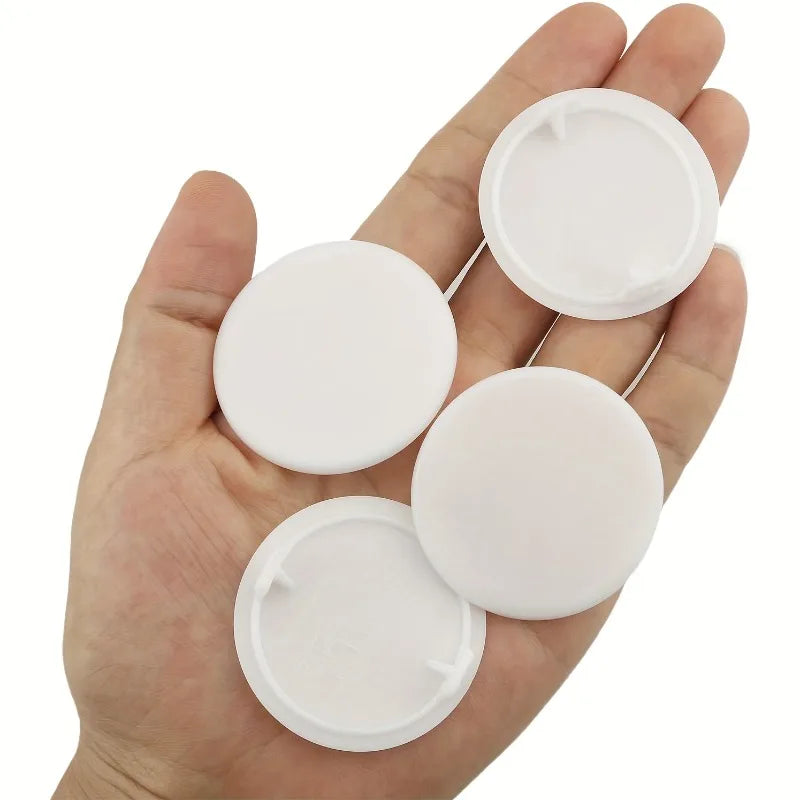 White Plastic Hinge Locking Covers | Round Flat Cabinet Caps Hinge Caps QXL