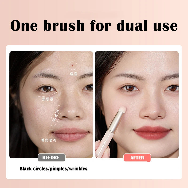 Mini Portable Lip & Concealer Brush with Cap | Multi-Use Lip Concealer Brush QXL