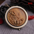 Wood Retro Compact Pocket Mirror | Double-Sided Magnifying Compact Pocket Mirror QXL A10