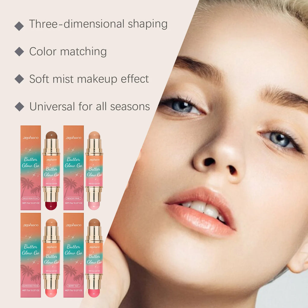Double-Headed Bronzer & Blush Stick | Multiuse Glow Stick Bronzer Blush Stick QXL