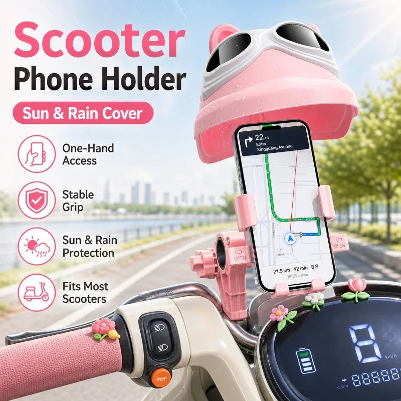 Scooter Phone Holder with Sun & Rain Cover | Handlebar Mount Handlebar Phone Mount QXL