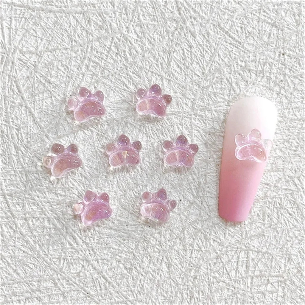 20-Pc Kawaii Cat Claw Nail Art Charms | Glitter Resin Rhinestones Nail Art Charms QXL