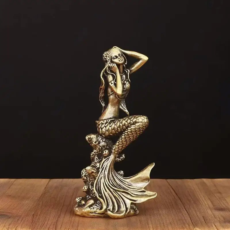 Mini Brass Mermaid Figurine Statue | Home Décor & Gift Decorative Figurine QXL