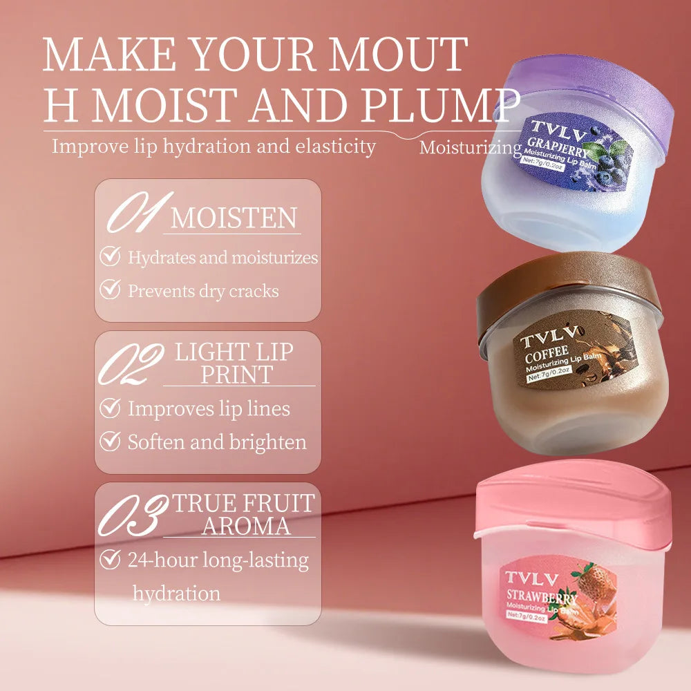 TVLV 8-Pc Fruit Lip Balm Set with Brush | Moisturizing Mini Jars Lip Balm Set QXL