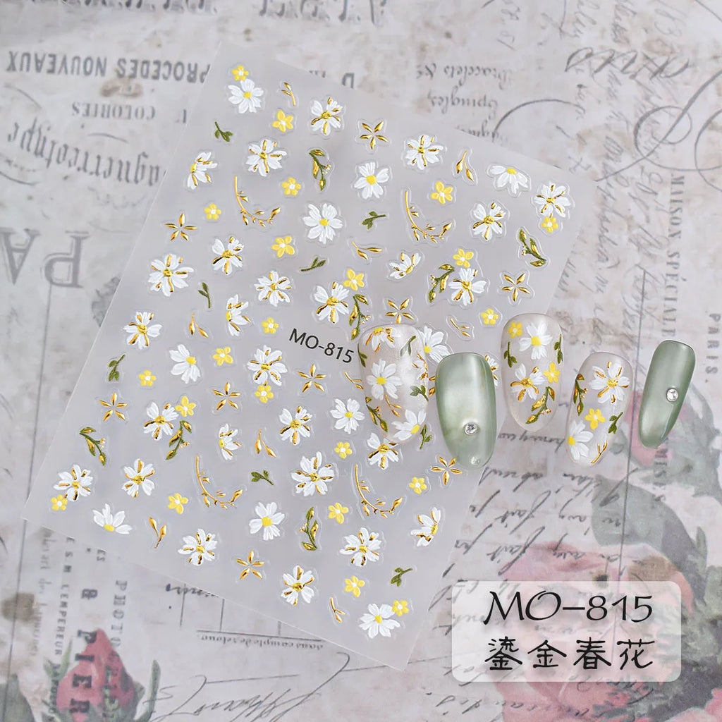 5D Holographic Butterfly Nail Art Stickers – Gradient Floral Decals Nail Art Stickers QXL