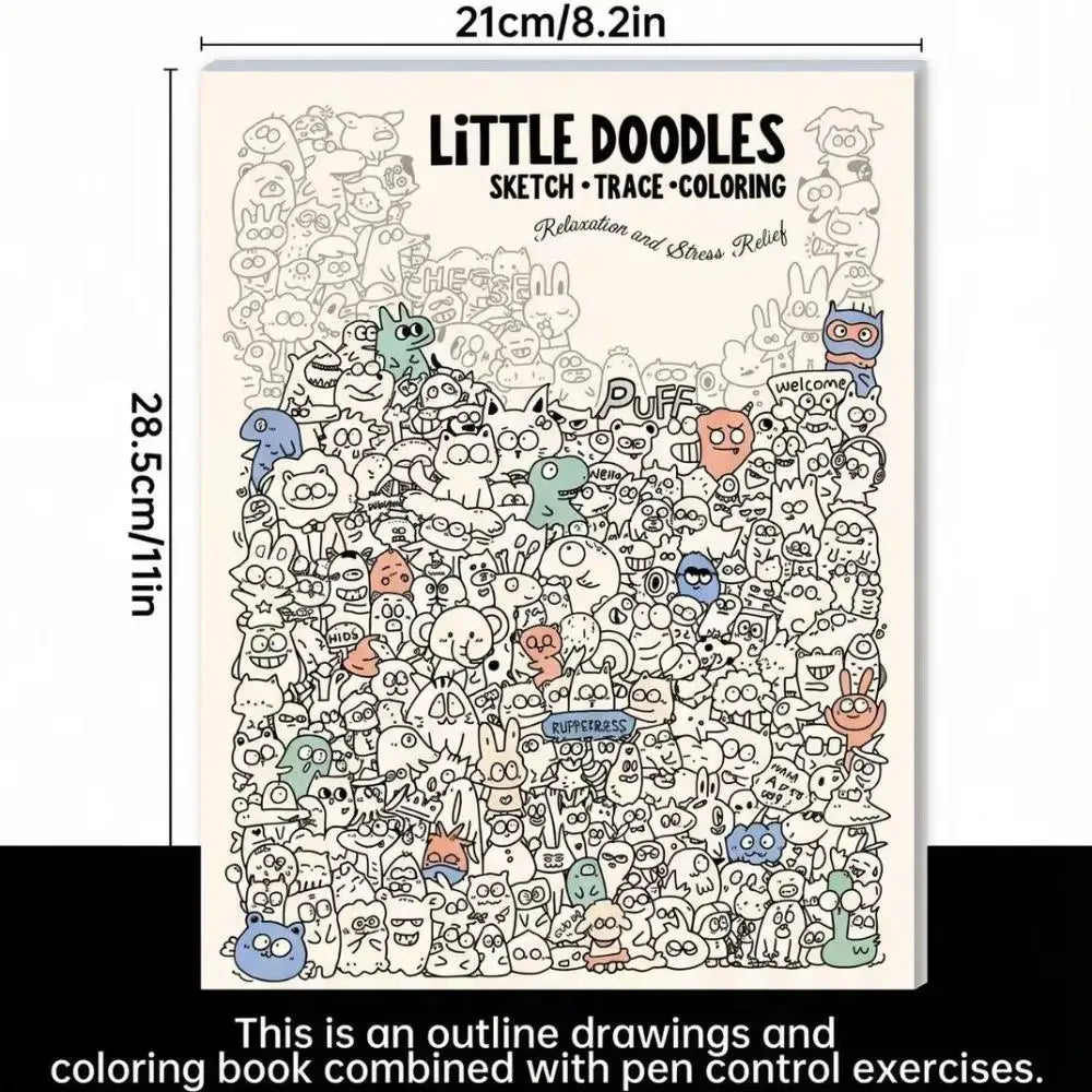 A4 Cute Doodle Coloring & Tracing Book for Kids & Adults Coloring Tracing Book QXL