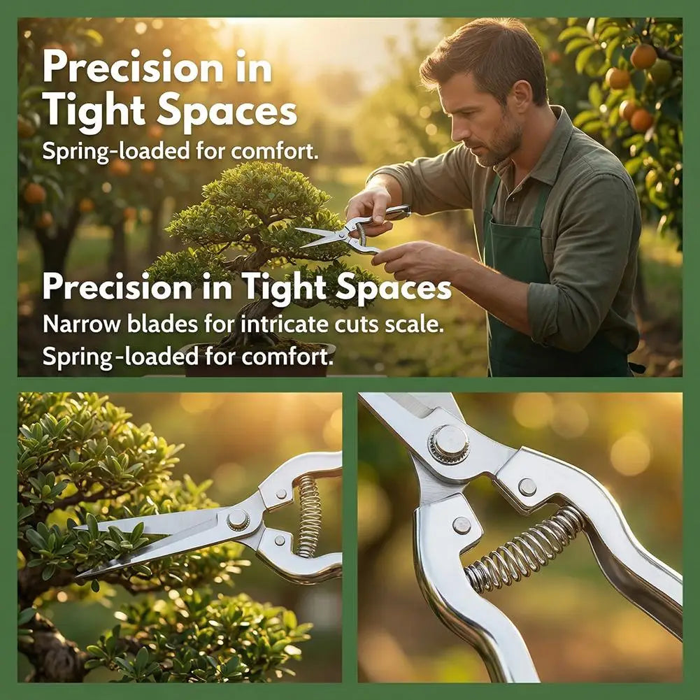 Stainless Steel Pruning Shears | Spring-Assist Garden Trimmer Garden Pruning Shears QXL