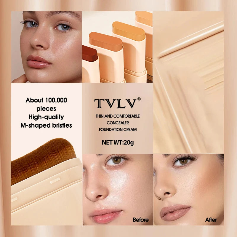 TVLV Double-Head Concealer & Foundation Cream | 5 Shades Concealer Foundation Cream QXL