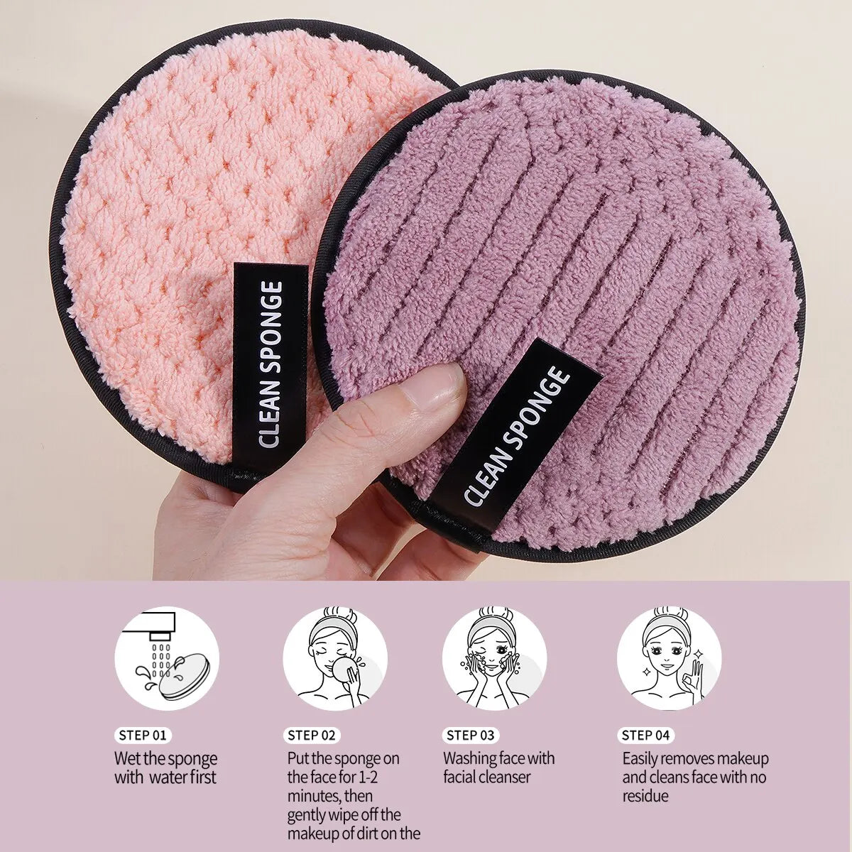 5-Pack Soft Polyester Facial Cleansing & Makeup Remover Pads Facial Cleansing Pads QXL