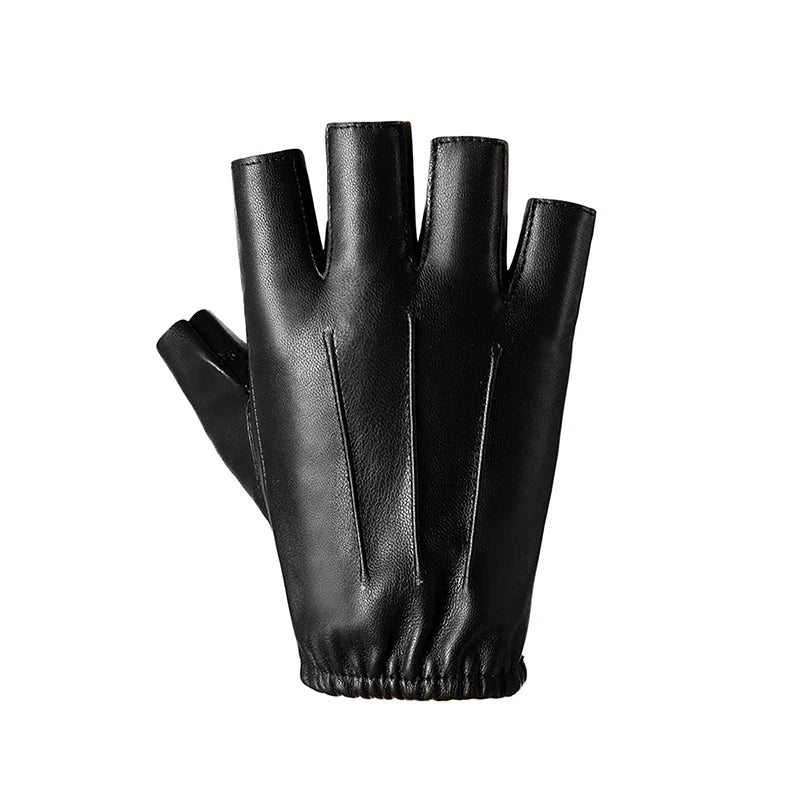 PU Leather Fingerless Tactical Gloves | Driving & Cycling Fingerless Leather Gloves QXL Elastic