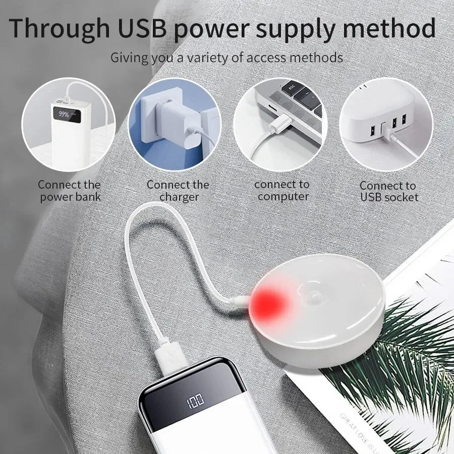 Motion Sensor LED Night Light | Wireless Magnetic Round Lamp LED Night Light QXL